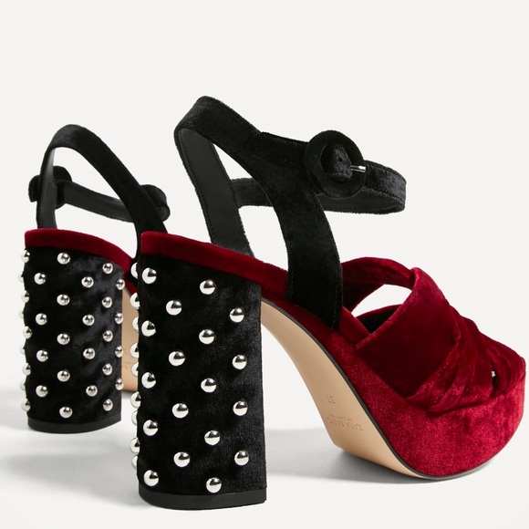 Zara Velvet Sandals With Beaded Detail - Picture 5 of 9